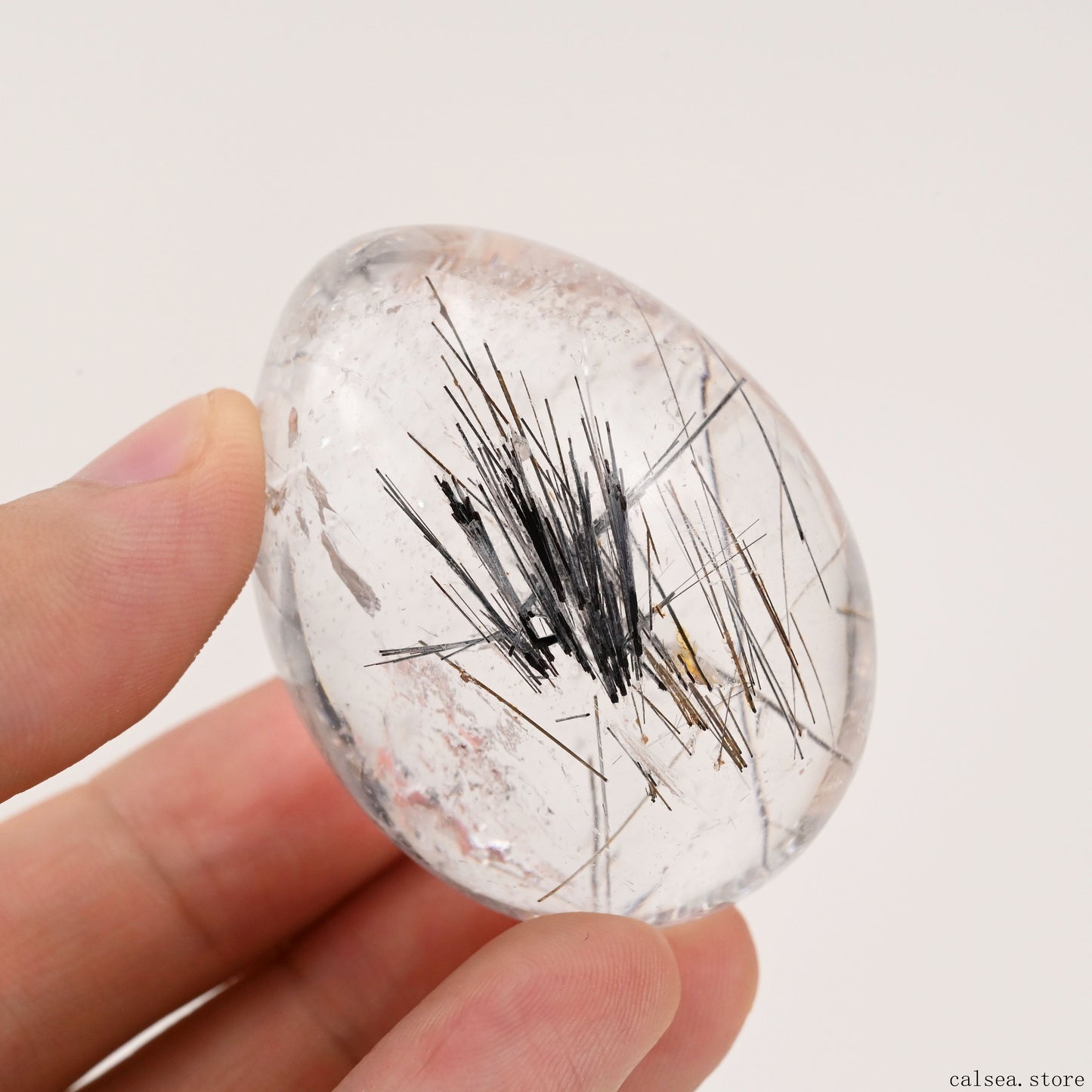 Black Rutile,Rutilated Egg Crystal Healing Hand Carved Egg Shape FreeForm