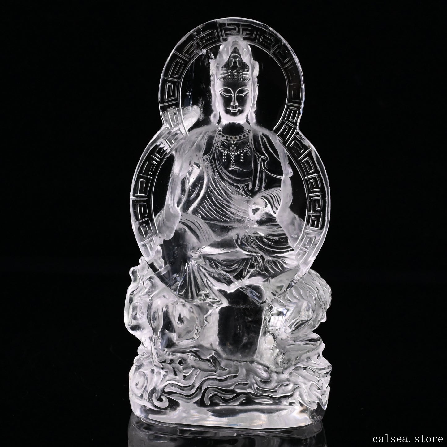 4.76'' Clearquartz Manjushri Buddha Sculpture Crystal Healing Hand Carved