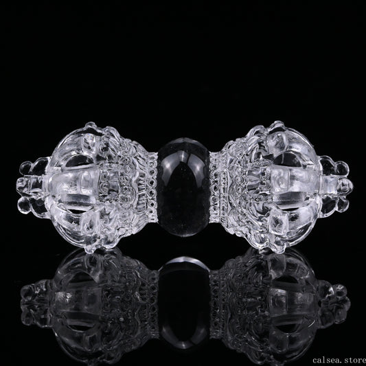 Awesome Clearquartz Vajira Sculpture Artifact Crystal Healing Hand Carved