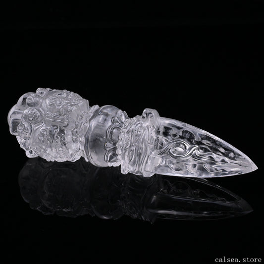 Clearquartz Vajira Sculpture Artifact Crystal Healing Hand Carved