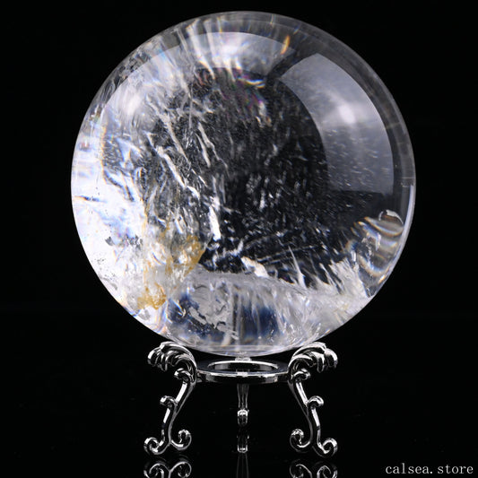 3.77'' Stunning Rainbow Clearquartz Sphere Crystal Healing Hand Carved Sphere/Ball