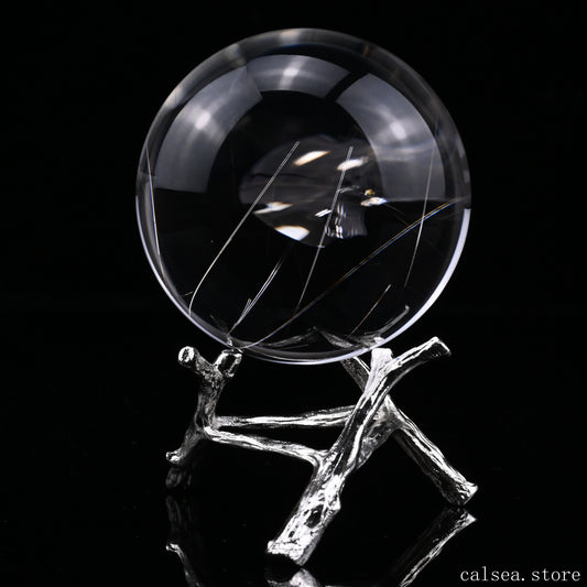 2.25'' Golden Rutilated,Rutile Sphere Crystal Healing Hand Carved Crystal Sphere/Ball