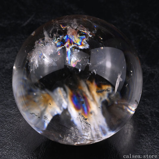 2.33'' Rainbow Clearquartz Sphere Crystal Healing Hand Carved Sphere/Ball