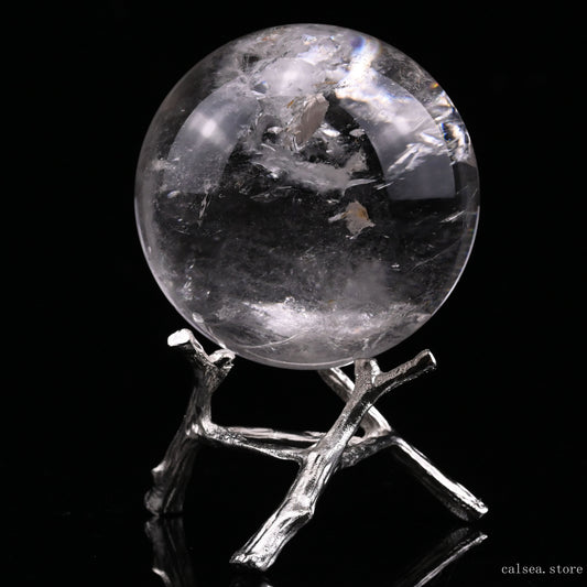 2.2'' Clearquartz Enhydro Sphere Crystal Healing Hand Carved Crystal Ball