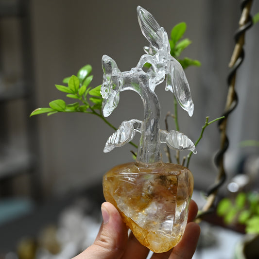 Goldenhealer Butterfly Sculpture Crystal Healing Hand Carved