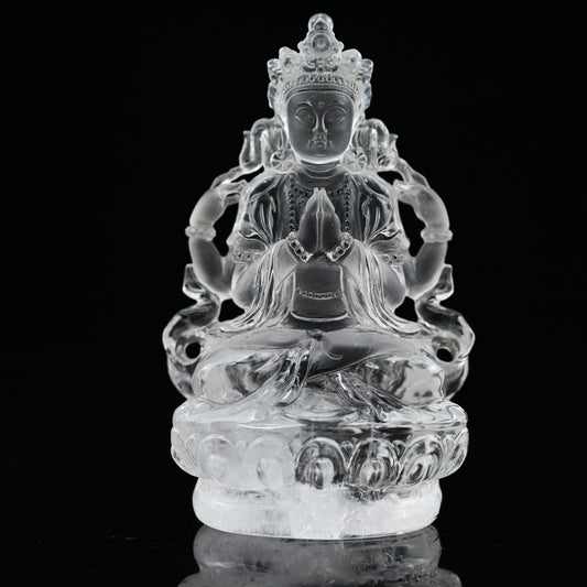 4.26" Awesome Clearquartz Brahman Sculpture Artifact Crystal Healing Hand Carved